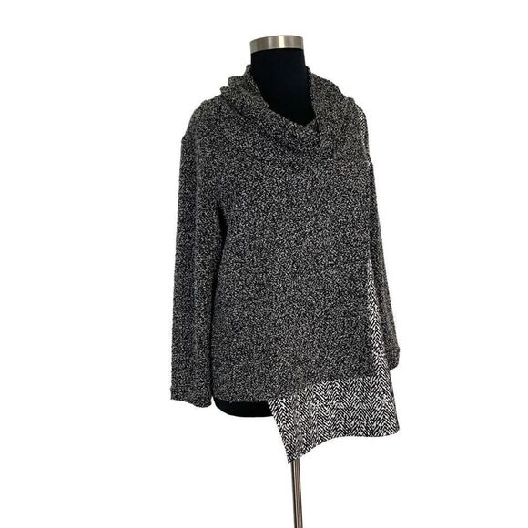 Matti Mamane XL Gray Top Cowl Neck Asymmetric Art To Wear Lagenlook Office - Picture 2 of 9